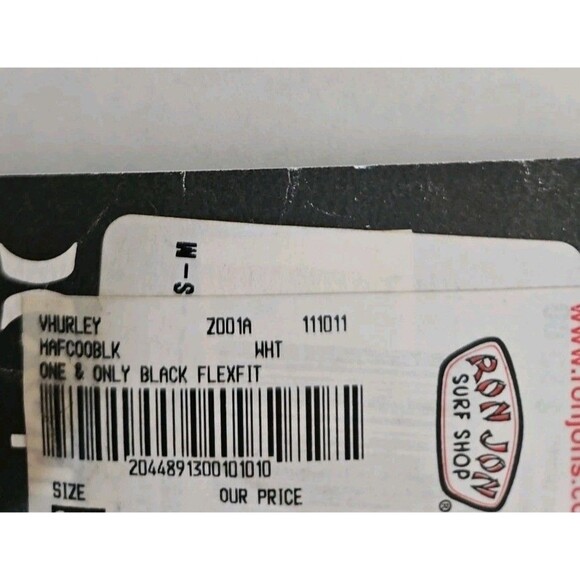 Hurley Flex Fit Black Hat S - M Icon Logo Fall 2011 NWT One And Only Spellout - Picture 6 of 6